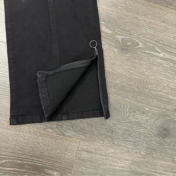 For the Republic Womens Denim Pants Wide Leg Zippered Hem Accent Black Size 10 - Picture 4 of 8